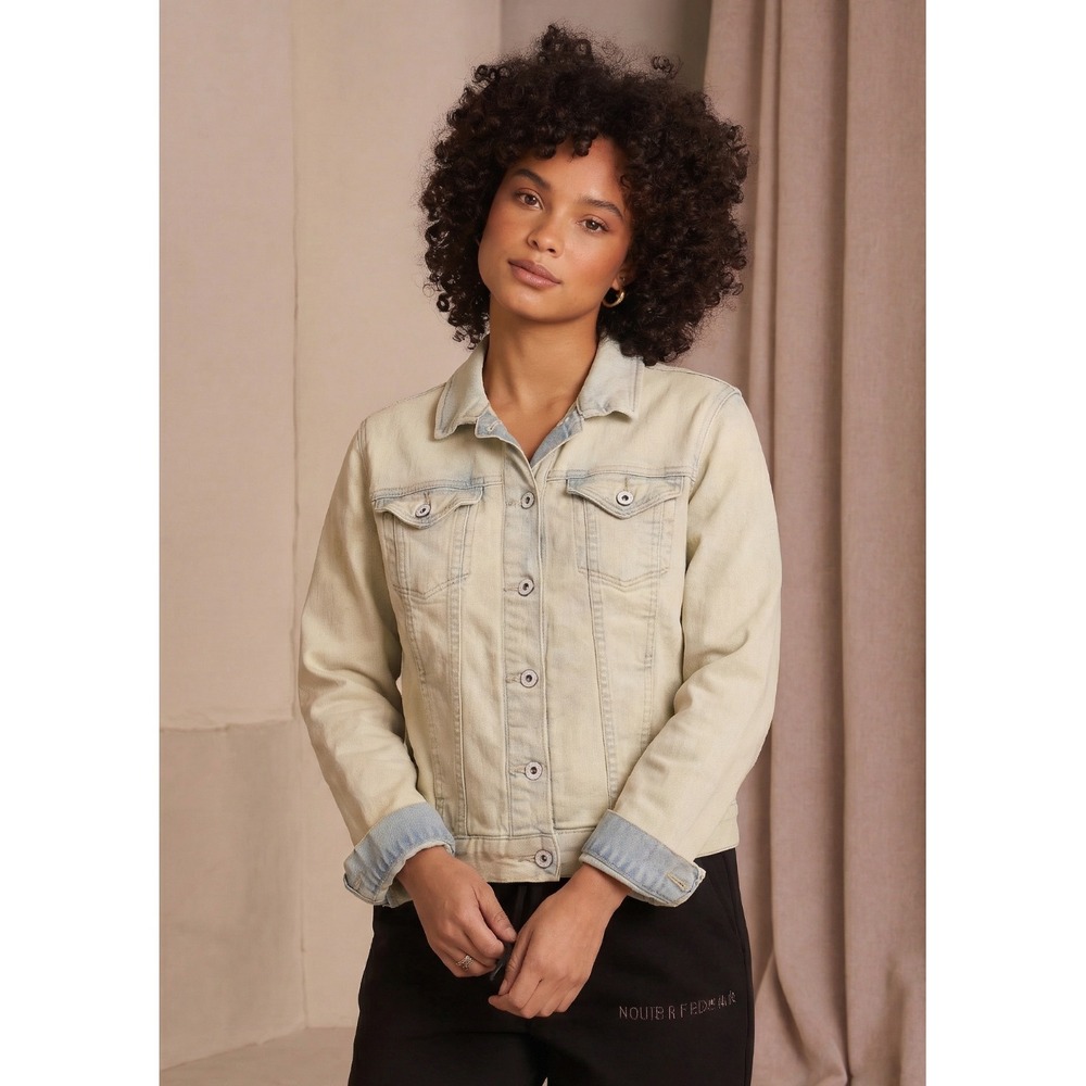 Calvin Klein Women's VTG Y2K Acid Wash Faded Retro Denim Jean Jacket Size Small